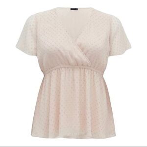 TORRID LILY - IVORY SWISS DOT SURPLICE BABYDOLL BLOUSE